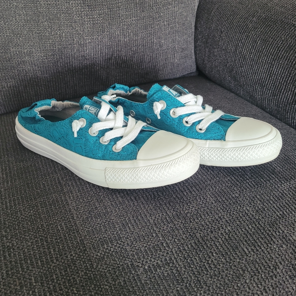 Womens Teal Green Lace Slip-on Converse